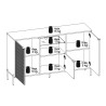 Buffet moderne blanc 3 portes LED lumière séjour cuisine Sandani Catalogue