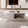 Table basse de salon à 2 portes de rangement blanc doré Oviedo Promotion
