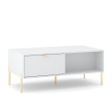 Table basse de salon à 2 portes de rangement blanc doré Oviedo Vente
