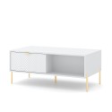 Table basse de salon à 2 portes de rangement blanc doré Oviedo Remises