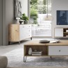Buffet cuisine moderne 120cm bois chêne porte 3 tiroirs blanc Gwen Vente