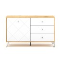 Buffet cuisine moderne 120cm bois chêne porte 3 tiroirs blanc Gwen Offre