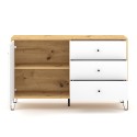 Buffet cuisine moderne 120cm bois chêne porte 3 tiroirs blanc Gwen Réductions