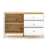 Buffet cuisine moderne 120cm bois chêne porte 3 tiroirs blanc Gwen Réductions