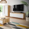Meuble TV moderne 140cm scandinave en bois 3 portes blanc mat Muriel Vente