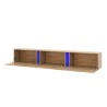 Meuble TV suspendu design moderne 240cm 3 portes LED Selby 