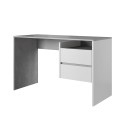Bureau design 2 tiroirs blanc moderne gris Riley Vente