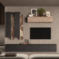 Mur TV design moderne en bois avec bibliothèque Infinity 04 Promotion