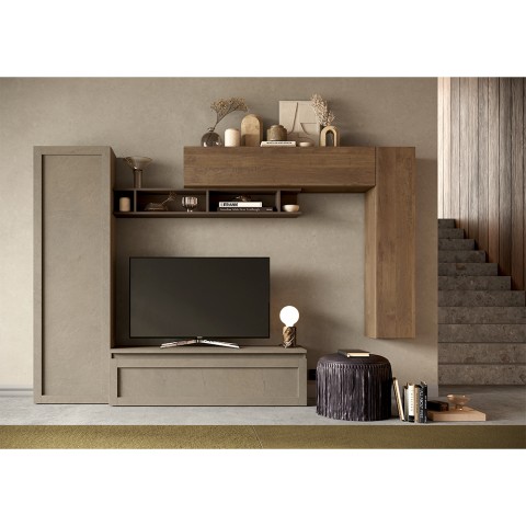 Ensemble mural moderne en bois pour TV, meubles suspendus Infinity 08 Promotion