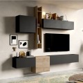Ensemble mural suspendu design moderne en bois gris Infinity 12A Promotion