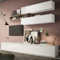 Mur TV et étagère murale moderne blanche Infinity 21 pour salon Promotion