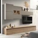 Mur TV mural moderne en bois avec meubles suspendus Infinity 24 Promotion