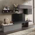 Ensemble mural contemporain gris avec meubles suspendus étagère Infinity 25 Promotion