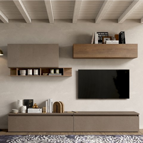 Ensemble mural design moderne avec meubles TV suspendus étagère Infinity 27 Promotion