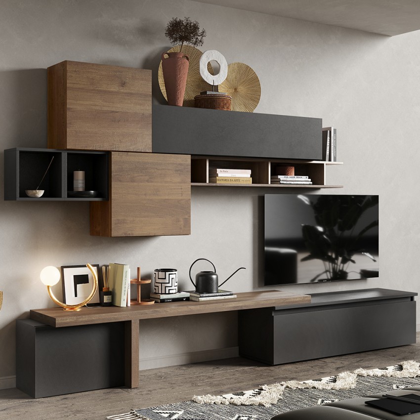 Mur TV suspendue moderne avec étagère Infinity 28 Promotion