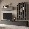 Mur avec étagère moderne gris et meuble TV noir Infinity 30 Promotion