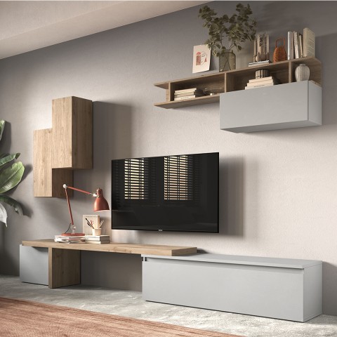 Ensemble mural TV salon moderne meubles suspendus Infinity 33 Promotion