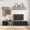 Ensemble mural moderne pour TV en bois noir avec meubles suspendus gris Infinity 34 Promotion