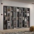 Bibliothèque murale design salon moderne blanc et noir Infinity 35 Promotion