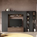 Mur TV contemporaine avec bibliothèque en bois Infinity 36 Promotion