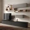 Ensemble mural TV pour salon moderne gris avec étagères en bois Infinity 39 Vente