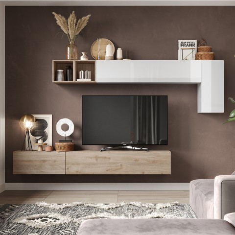 Ensemble mural suspendu pour TV en bois design moderne Infinity 41 Promotion