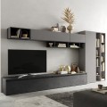 Murale TV bibliothèque moderne gris meubles suspendus Infinity 43 Promotion