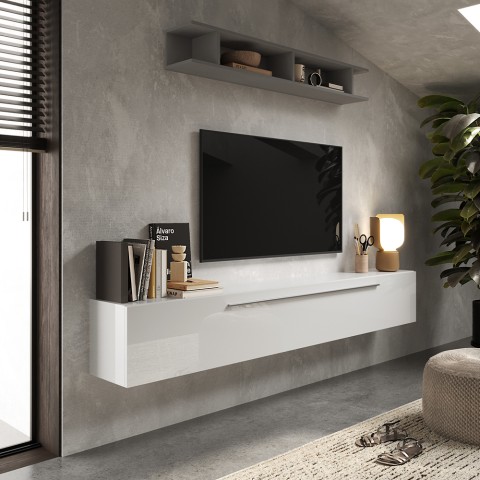 Étagère murale suspendue moderne pour télévision blanche étagère Infinity 48 Promotion