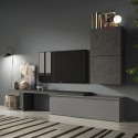 Ensemble mural salon TV moderne gris avec meubles suspendus Infinity 52 Promotion
