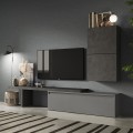 Ensemble mural salon TV moderne gris avec meubles suspendus Infinity 52 Promotion
