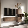 Ensemble mural suspendu moderne pour salon en bois Infinity 53 Promotion