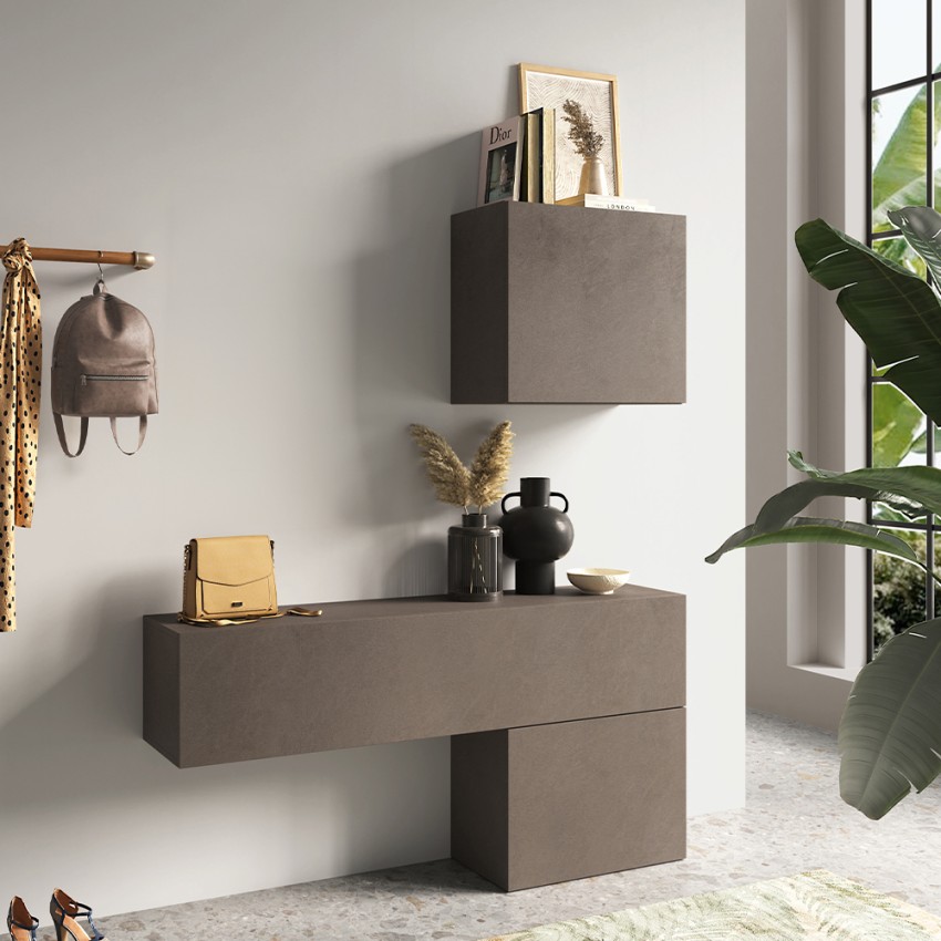 Meuble d'entrée moderne suspendu avec porte profondeur 30 cm Infinity 58 Promotion Meuble d'entrée moderne suspendu avec porte profondeur 30 cm Infinity 58 Promotion