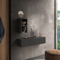 Meuble d'entrée suspendu anthracite design minimaliste avec porte Infinity 59 Promotion