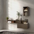 Meuble d'entrée moderne suspendu gain de place en bois gris Infinity 61 Promotion