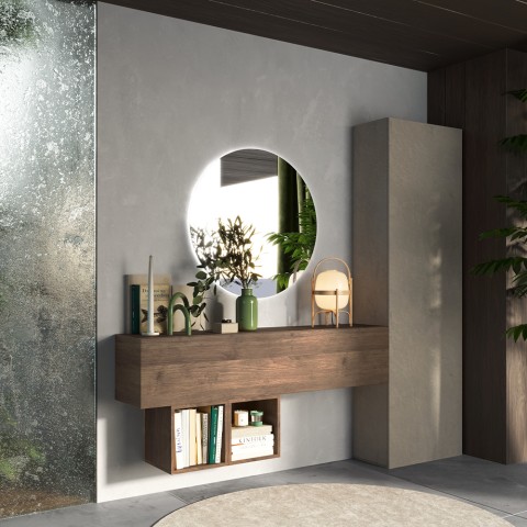 Meuble d'entrée moderne suspendu en bois avec porte de placard Infinity 62 Promotion
