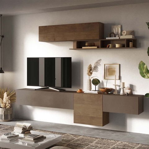 Meuble TV mural moderne suspendu étagère en bois Fantasy 02 Promotion