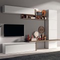 Ensemble mural moderne pour télé, bois blanc laqué Fantasy 03 Promotion
