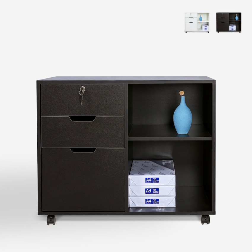 Meuble de bureau pour documents avec roulettes et serrure Twatt Choix Meuble de bureau pour documents avec roulettes et serrure Twatt Choix