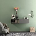 Meuble d'entrée suspendu design moderne gris blanc brillant Infinity 56 Offre