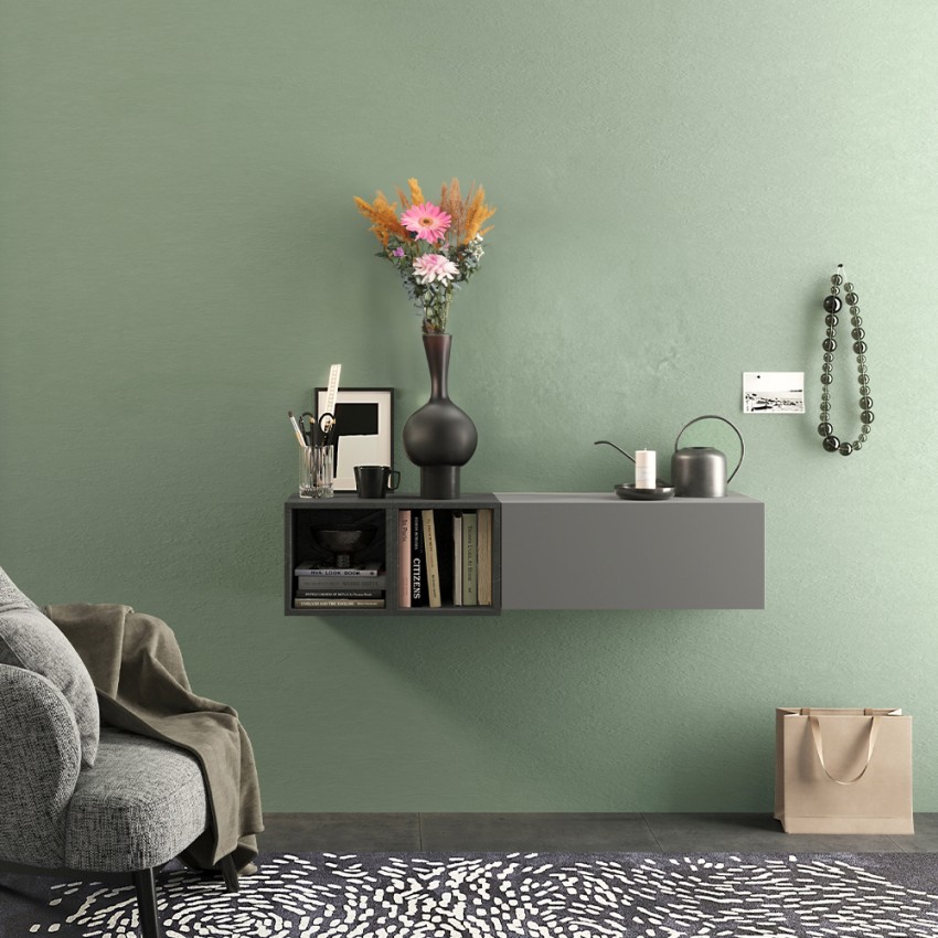 Meuble d'entrée suspendu design moderne gris blanc brillant Infinity 56 Offre Meuble d'entrée suspendu design moderne gris blanc brillant Infinity 56 Offre