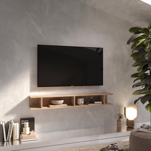 Meuble d'entrée tablette TV suspendue design moderne en bois Infinity 50 Promotion
