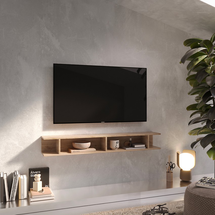 Meuble d'entrée tablette TV suspendue design moderne en bois Infinity 50 Promotion
