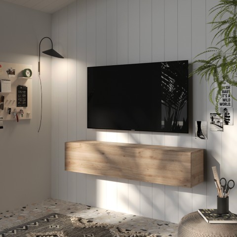Meuble TV mobile design suspendu minimal moderne en bois avec porte Infinity 54 Promotion