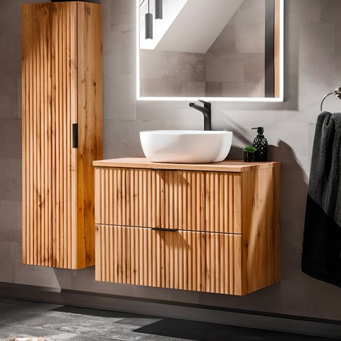 Meuble de salle de bain en bois suspendu tiroirs Adel Wood Promotion