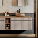 Meuble de salle de bain suspendu beige tiroirs tourterelle Coast 80N Vente