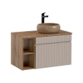 Meuble de salle de bain suspendu beige tiroirs tourterelle Coast 80N Promotion