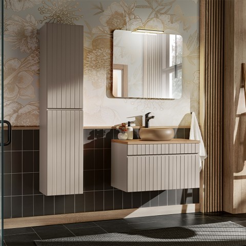 Meuble de salle de bain suspendu lavabo miroir colonne Coast 80 SA Promotion