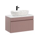 Meuble de salle de bain suspendu 80x46 lavabo d'appui rose et blanc Lili 80 Vente