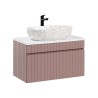 Meuble de salle de bain suspendu 80x46 lavabo d'appui rose et blanc Lili 80 Vente