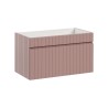 Meuble de salle de bain suspendu 80x46 lavabo d'appui rose et blanc Lili 80 Offre